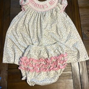 Pink and Cream Leopard Print Smock Set